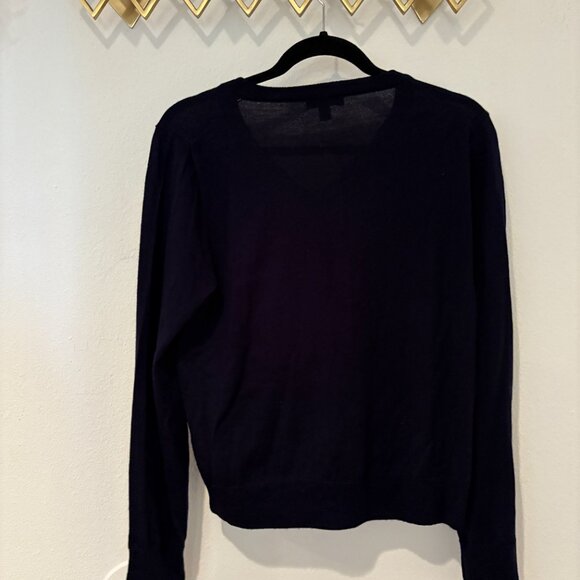 JCREW | Navy Marino Wool "Jackie" Cardigan | Lightweight | Gold Buttons | L - Picture 2 of 5